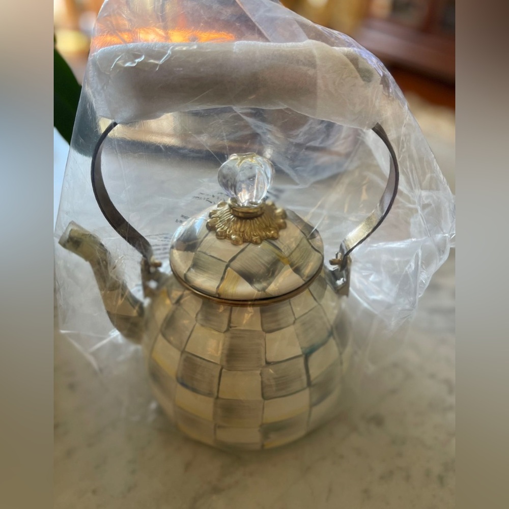 Sterling Check Enamel Tea Kettle - 2 Quart